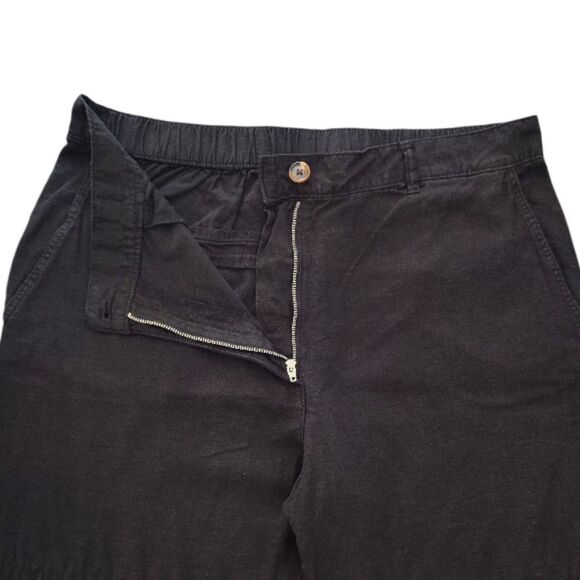 H&M Black High Waist Wide Leg Linen Blend Trouser Pants Plussize 14 - Picture 9 of 13